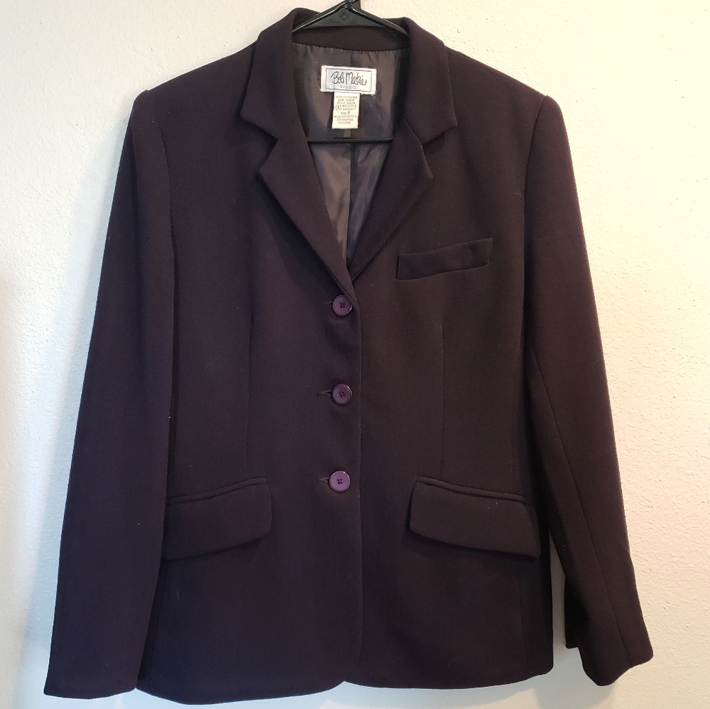 Bob Mackie Eggplant Purple Blazer Suit Jacket Women's Size 8